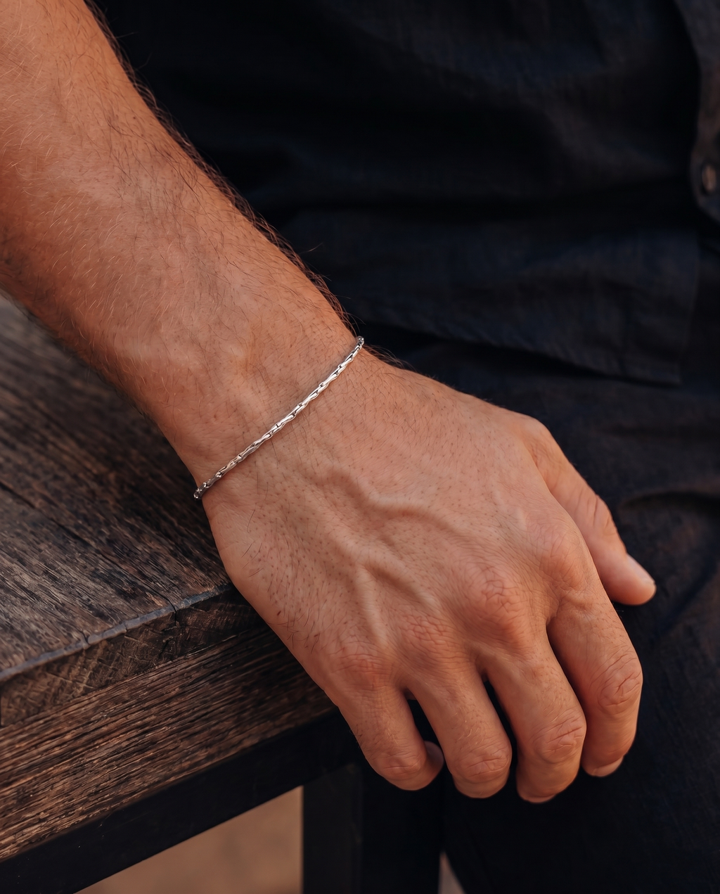 Slim Wire Chain Bracelet — Silver