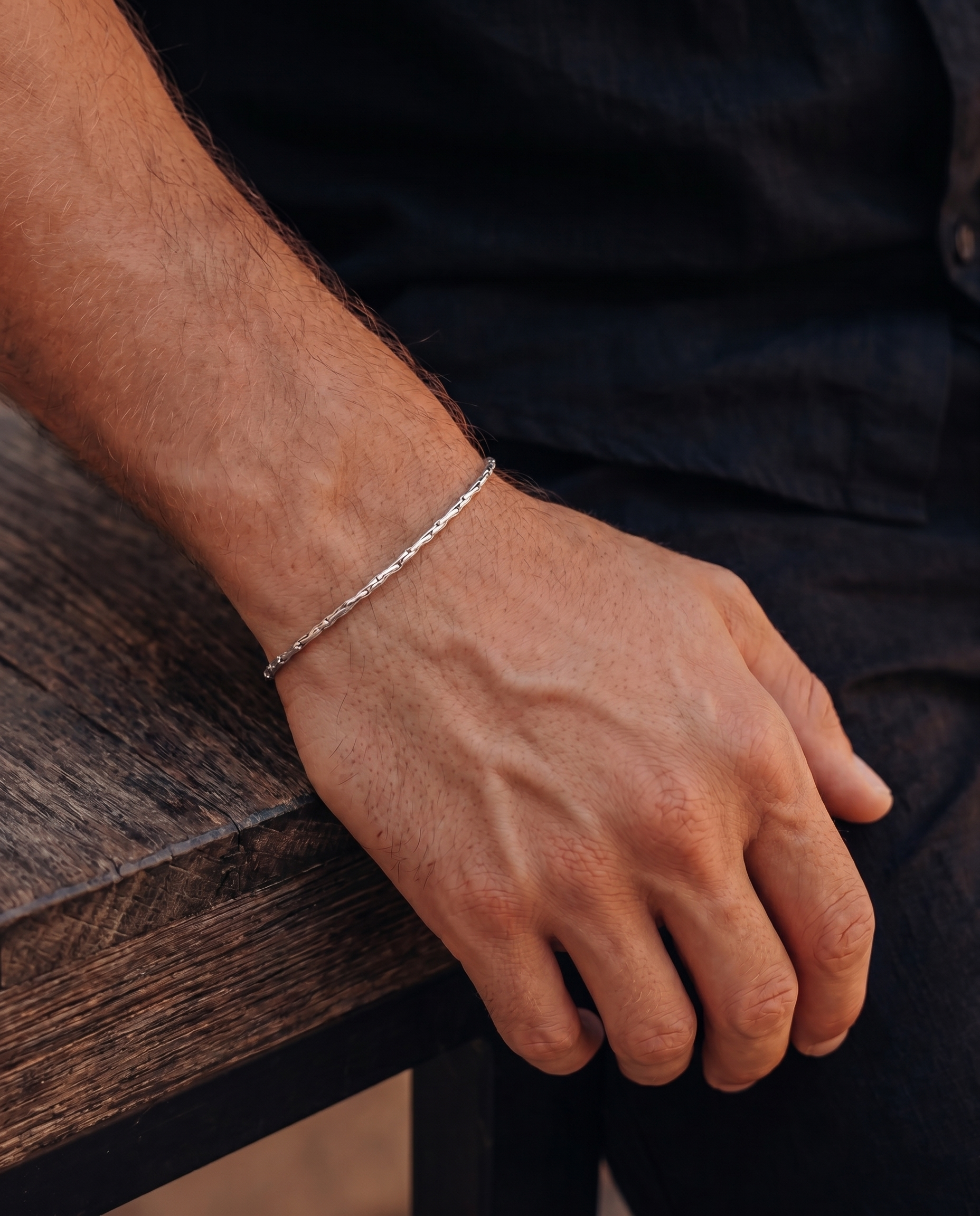Slim Wire Chain Bracelet — Silver