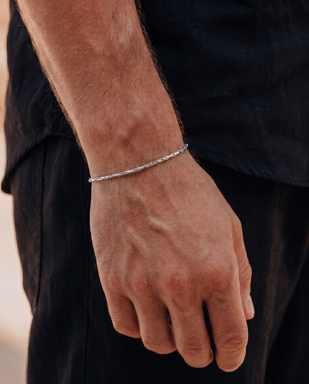 Slim Wire Chain Bracelet — Silver