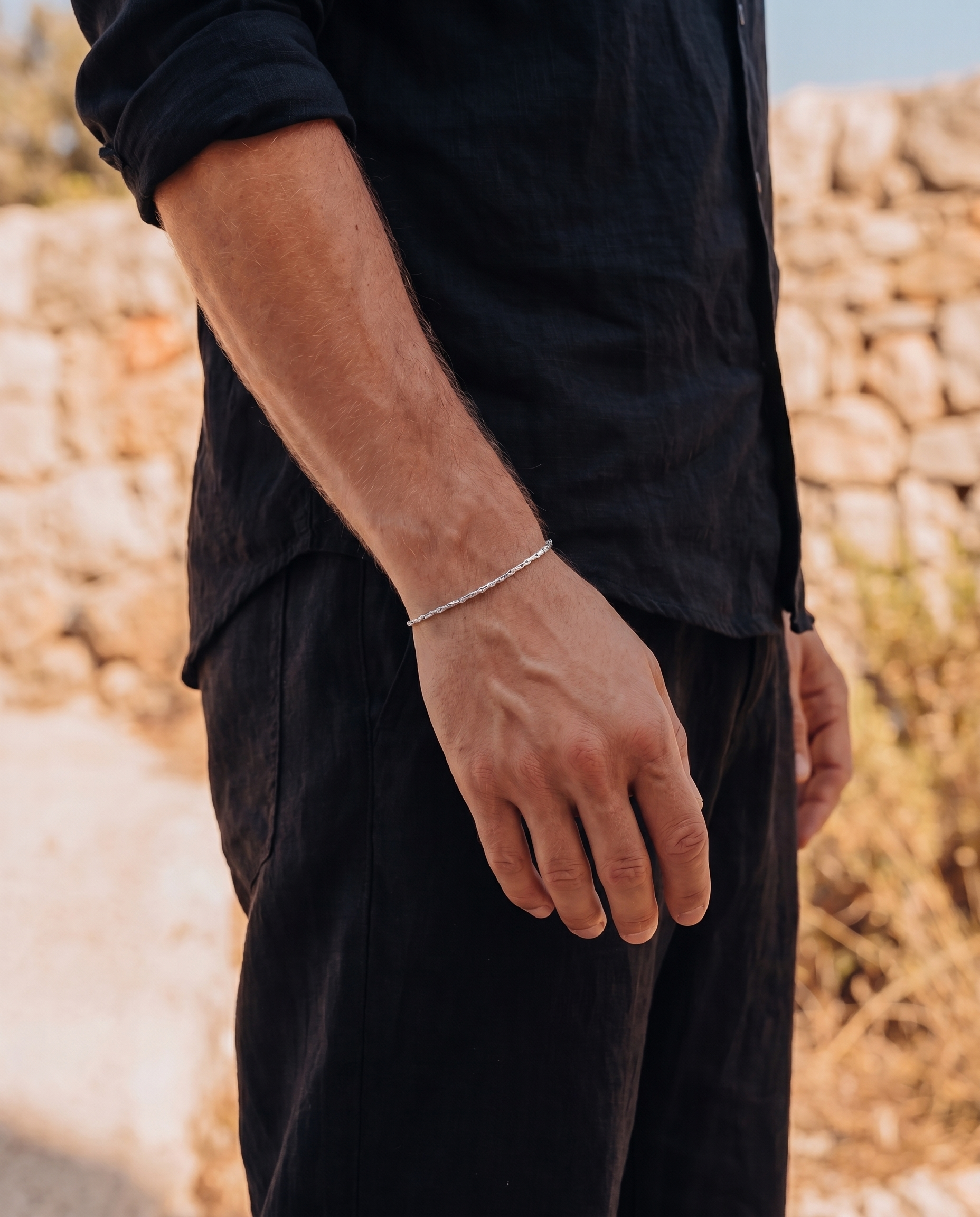 Slim Wire Chain Bracelet — Silver